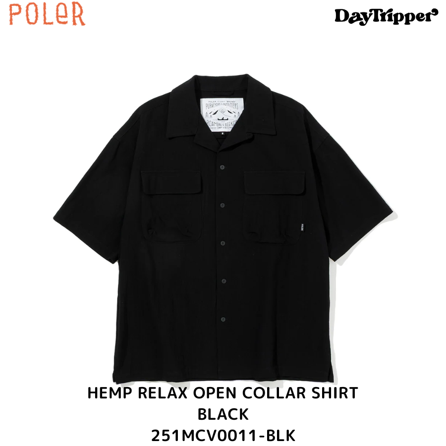 POLER HEMP RELAX OPEN COLLAR SHIRT