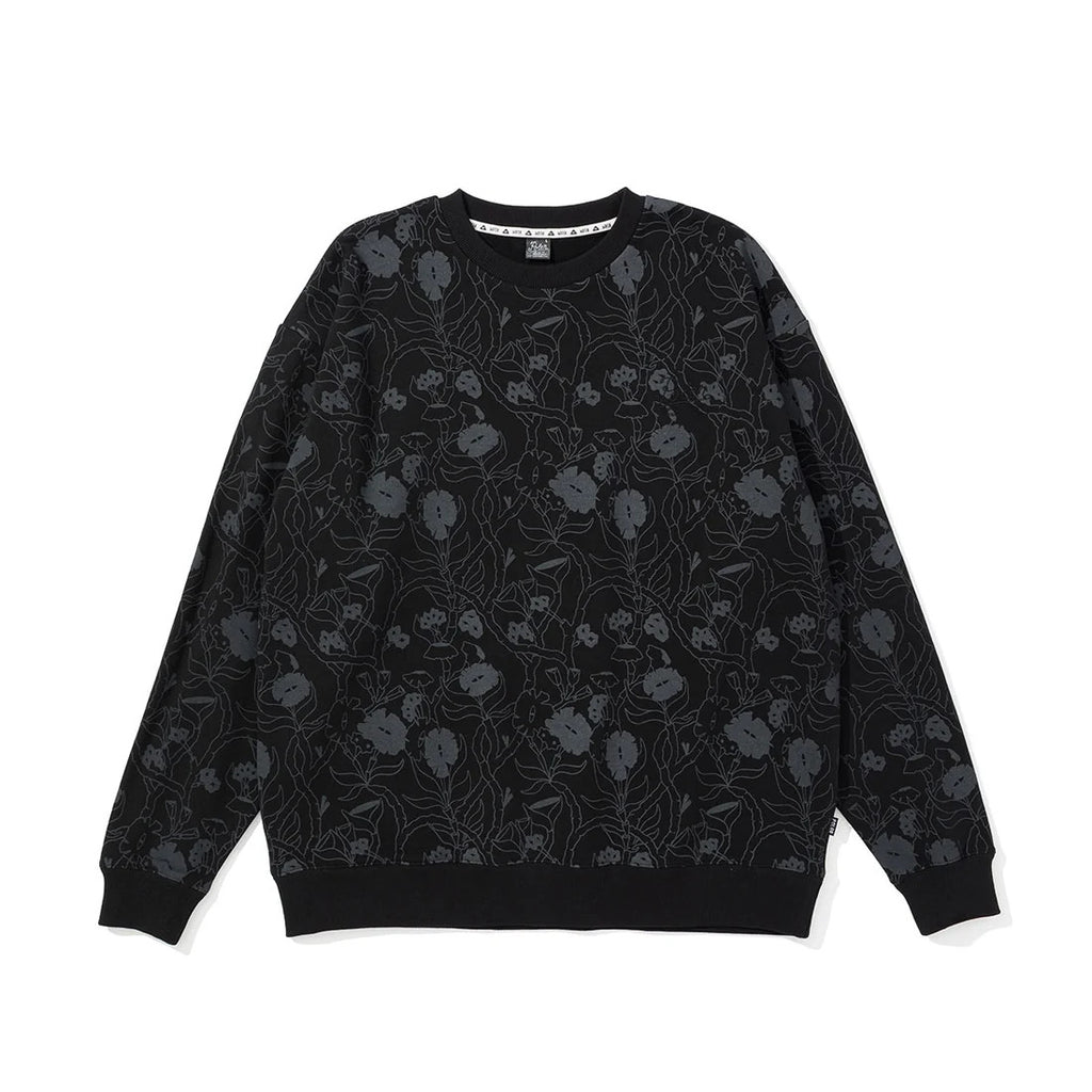 POLER ORCHID FLORAL CREW BLACK