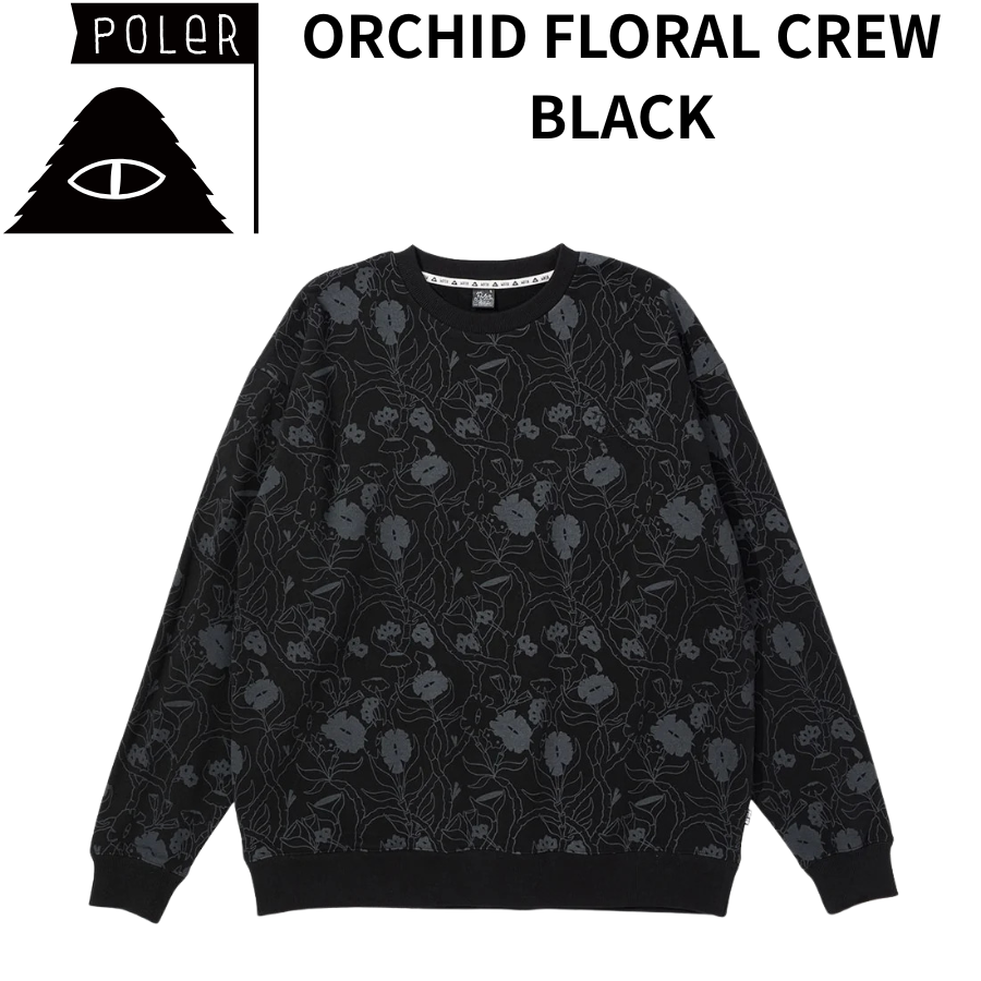 POLER ORCHID FLORAL CREW BLACK