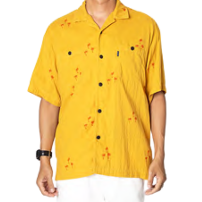 TURN ME ON Palm Tree Double Gauze S/S Shirt YELLOW