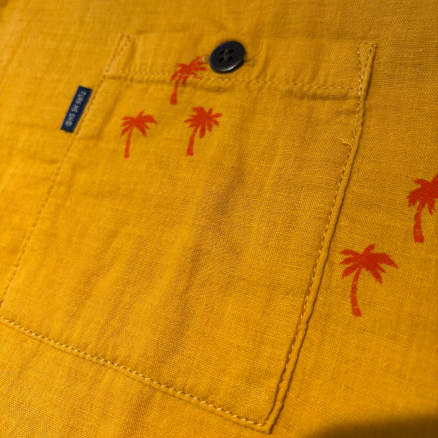 TURN ME ON Palm Tree Double Gauze S/S Shirt YELLOW