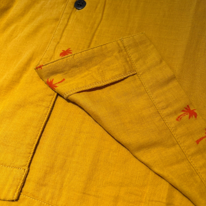 TURN ME ON Palm Tree Double Gauze S/S Shirt YELLOW