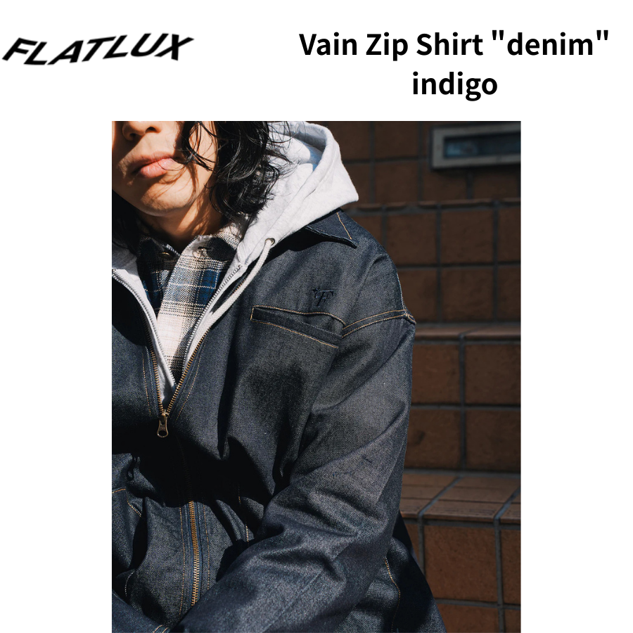 FLATLUX  Vain Zip Shirt "denim" indigo