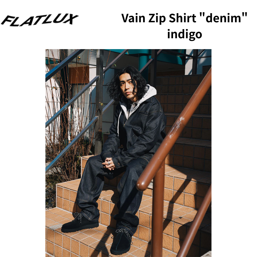 FLATLUX  Vain Zip Shirt "denim" indigo