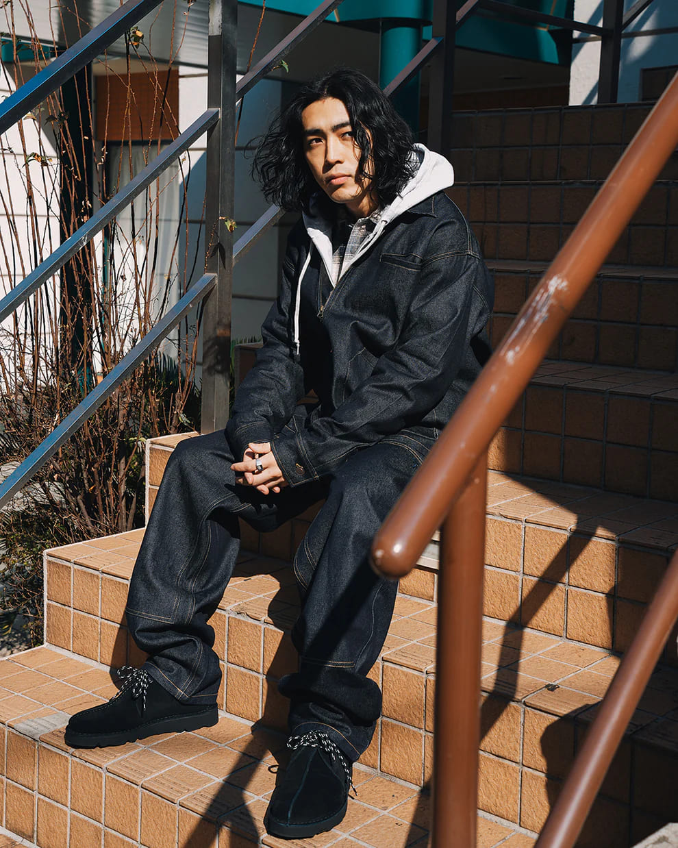 FLATLUX  Vain Zip Shirt "denim" indigo