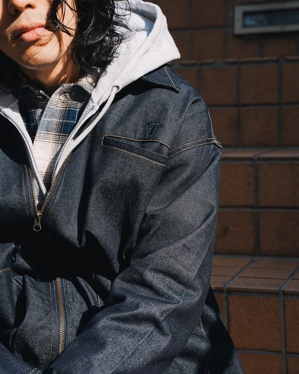 FLATLUX  Vain Zip Shirt "denim" indigo